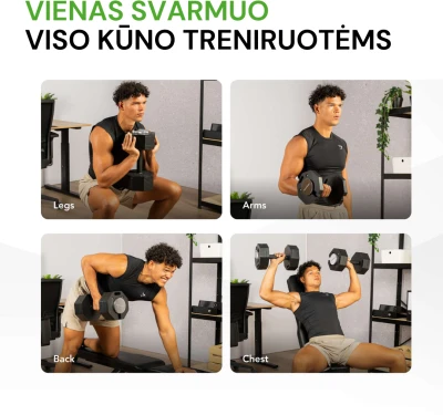 None Reguliuojamo svorio svarmuo / hantelis Tunturi Rapid Adjustable Dumbbell 20 kg