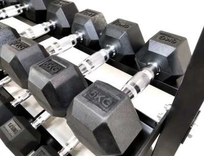 Šešiakampių hantelių rinkinys STRONGMAN (2x1-10kg)