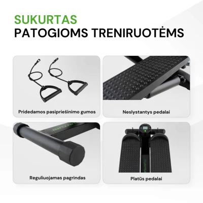 Tunturi Stepper, Juodas, Incl. Ekranas