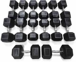 Strongman Jėgos rinkinys – Reguliuojamas suoliukas, 385 kg Hex hanteliai ir 3 eilių stovas (Variantai: Suoliukas + hanteliai + stovas)