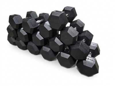 Strongman Jėgos rinkinys – Reguliuojamas suoliukas, 385 kg Hex hanteliai ir 3 eilių stovas (Variantai: Suoliukas + hanteliai + stovas)