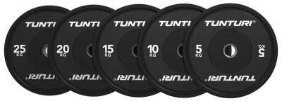 Svarmenys TUNTURI Platinum Bumper Plate Juodas (5–25 kg) (Svoris: 25 kg)