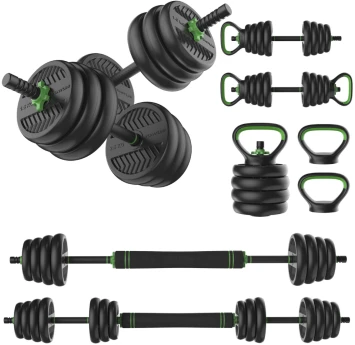 None Svarmenų rinkinys TUNTURI Vinyl Barbell & Dumbbell set (20 / 28 kg) (Svoris: 20 kg)