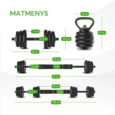None Svarmenų rinkinys TUNTURI Vinyl Barbell & Dumbbell set (20 / 28 kg) (Svoris: 20 kg)