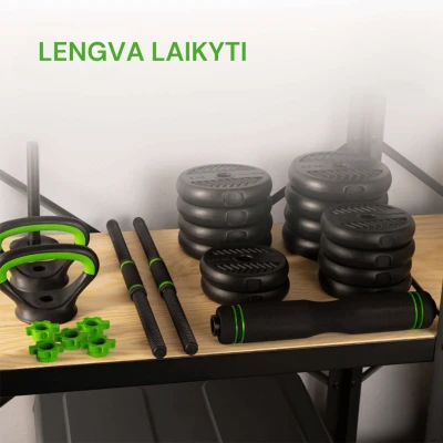 None Svarmenų rinkinys TUNTURI Vinyl Barbell & Dumbbell set (20 / 28 kg) (Svoris: 20 kg)