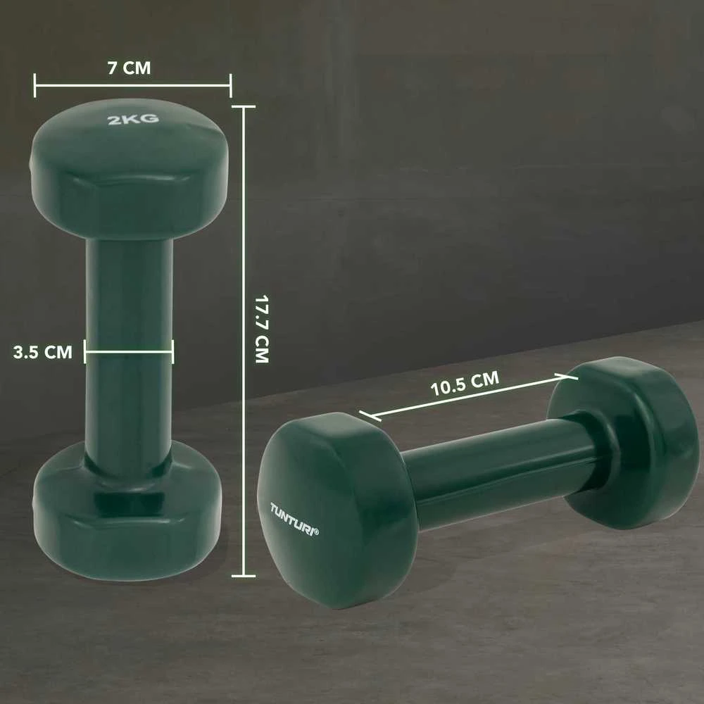 Viniliniai hanteliai TUNTURI 2x 0,5-5kg (Svoris: 2 x 2kg)