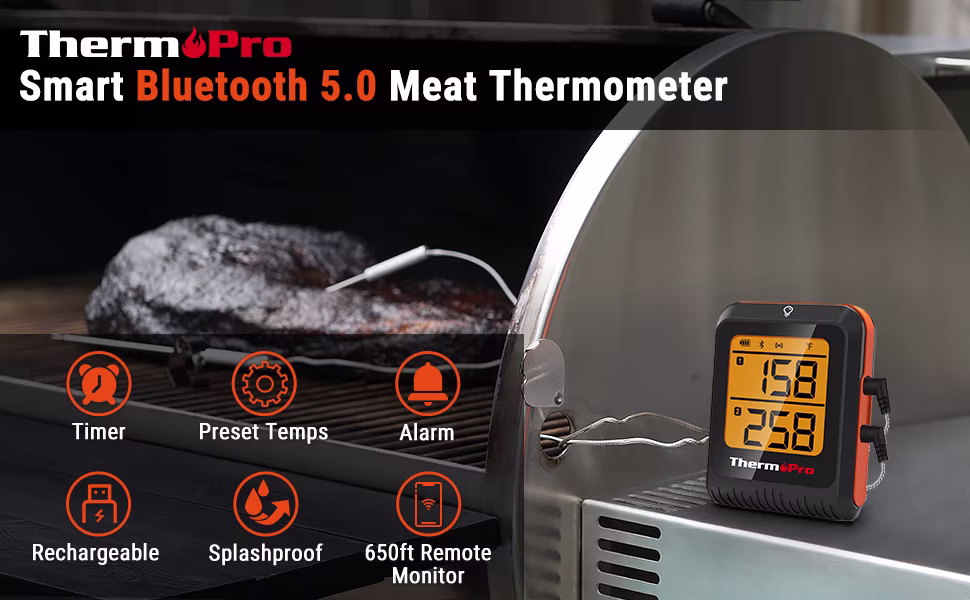 Skaitmeninis belaidis įkraunamas bluetooth maisto termometras su 2 zondais ThermoPro TP920W aprašymas - Prekės nuotrauka
