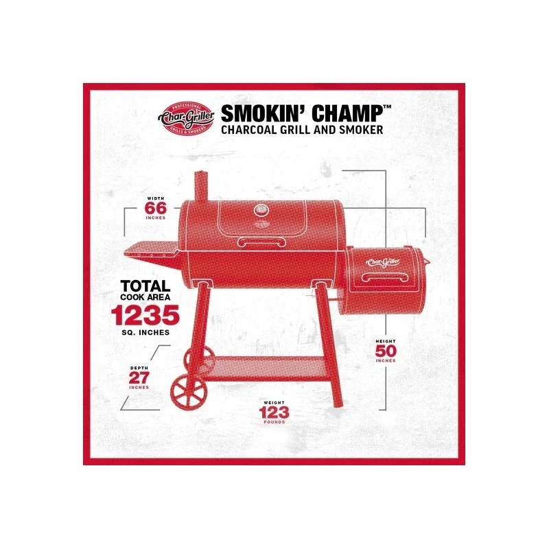 Lauko kepsninė-rūkykla Char-Griller Grand Champ Offset Smoker
