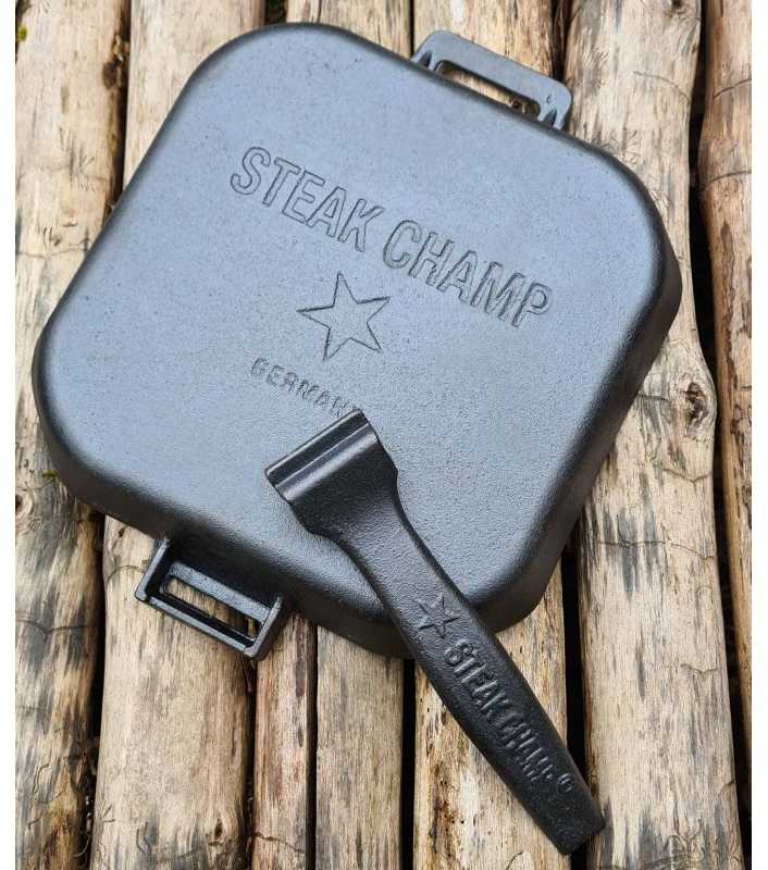 Steakchamp Rifliuota ketaus keptuvė nuimama rankena Steak Champ