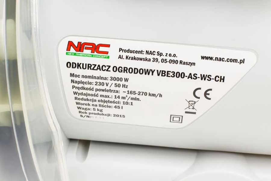 NAC elektrinsi lapų siurblys / pūstuvas VBE300A-AS-WS-CH 3000 W