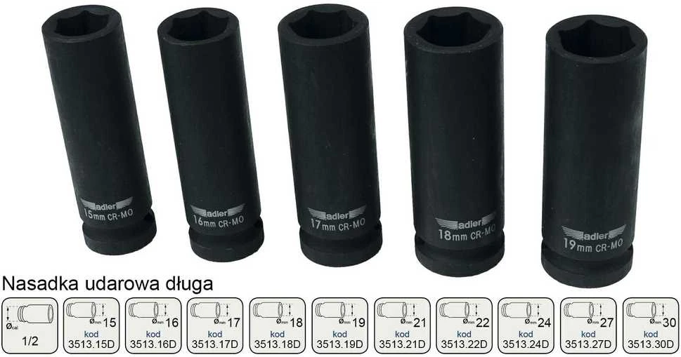 ADLER SMŪGINĖ GALVUTĖ 6K 1/2″ 30mm ILGA