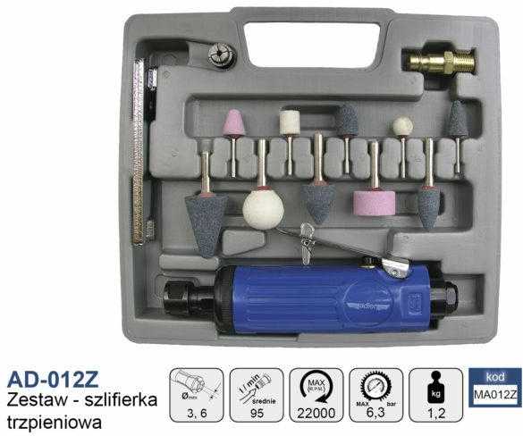Pneumatinis tiesinis šlifuoklis Adler MA012Z; + priedai