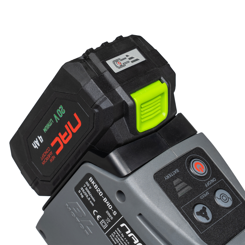 Akumuliatorinė žoliapjovė/trimeris NAC BKB20-B40-S su 20 V baterija ir 4,0 Ah akumuliatoriumi