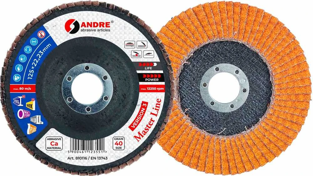 ANDRE LAMELINIS ŠLIFAVIMO DISKAS 125mm P 40 KERAMINIS MASTER LINE III VERSIJA