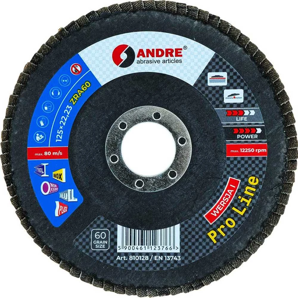 ANDRE ŠLIFAVIMO DISKAS ŽIEDLAPINIS 125mm P 60 CIRKONINIS PRO LINE I VERSIJA