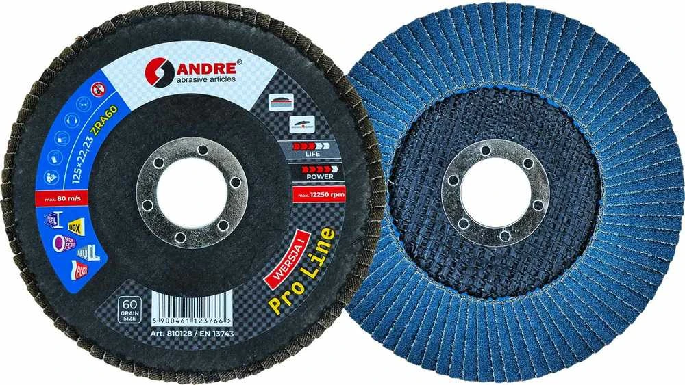 ANDRE ŠLIFAVIMO DISKAS ŽIEDLAPINIS 125mm P 80 CIRKONINIS PRO LINE I VERSIJA
