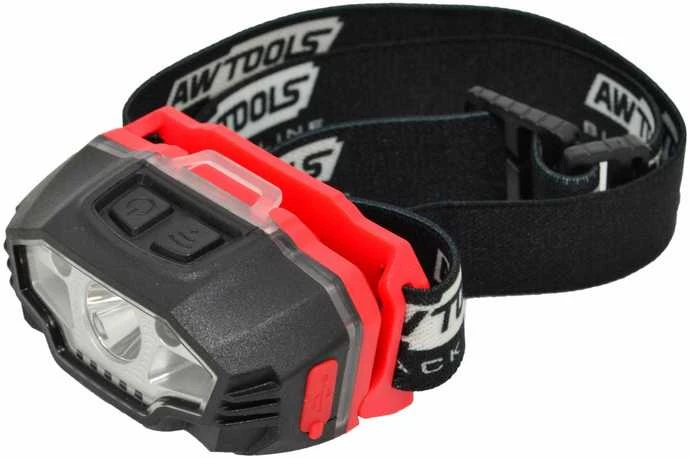 AW-Tools AWTOOLS LED priekinis žibintas USB 5 funkcijų Juodas LINE