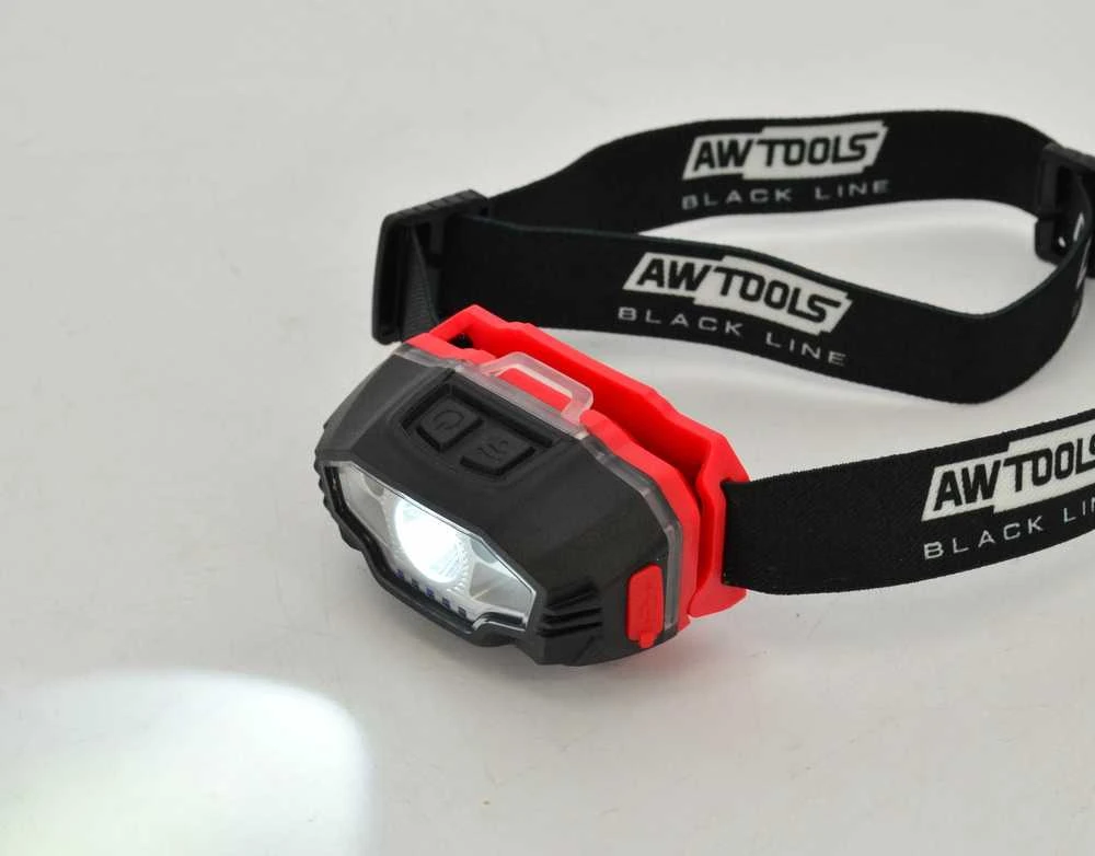 AW-Tools AWTOOLS LED priekinis žibintas USB 5 funkcijų Juodas LINE