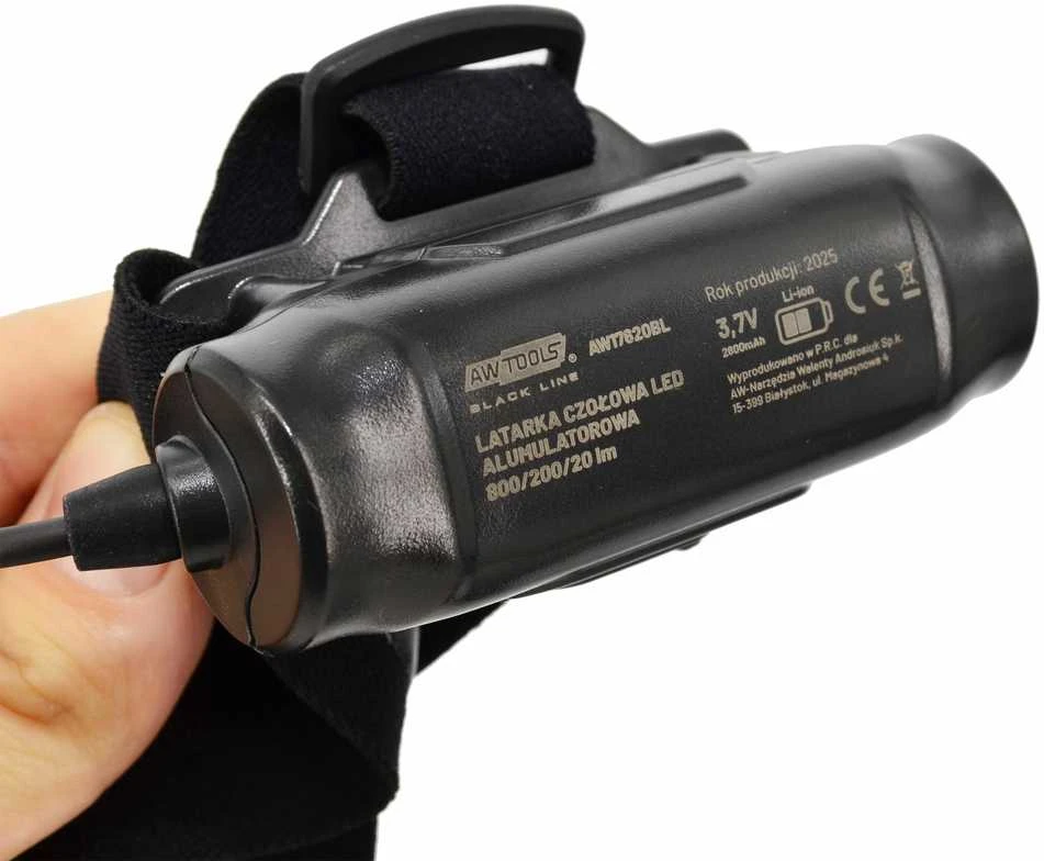 AW-Tools Prožektorius nešiojamas ant galvos AWTools AW17620BL; LED; 800 lm; 3,7 V; 1x2,6 Ah akum.