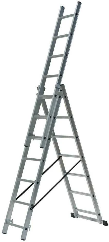 AW-Tools AWTOOLS kopėčios aliumininės 3x9 STOPNI 150KG ADAPATACJA NA SCHODY