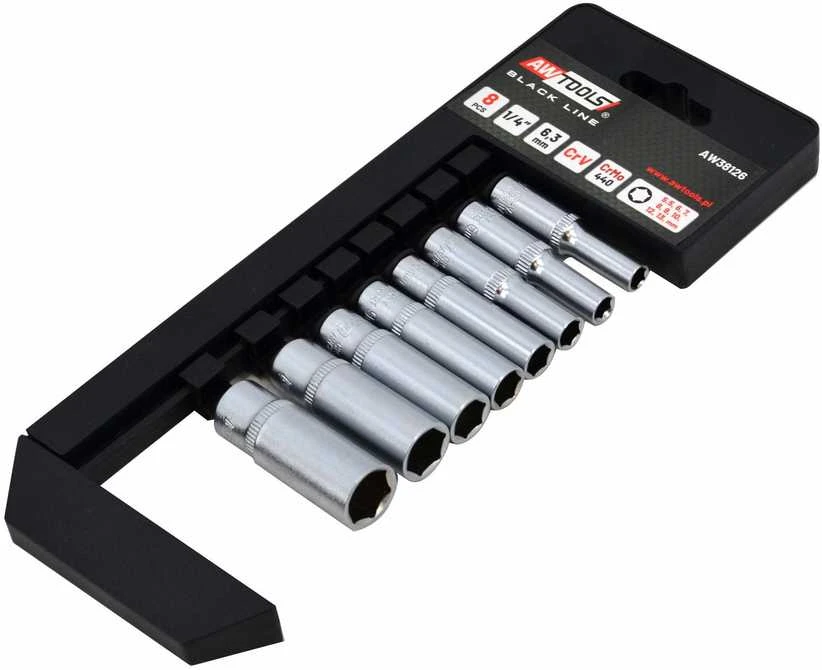 AW-Tools AWTOOLS ILGŲ GALVUČIŲ RINKINYS 1/4″ 8vnt. BL