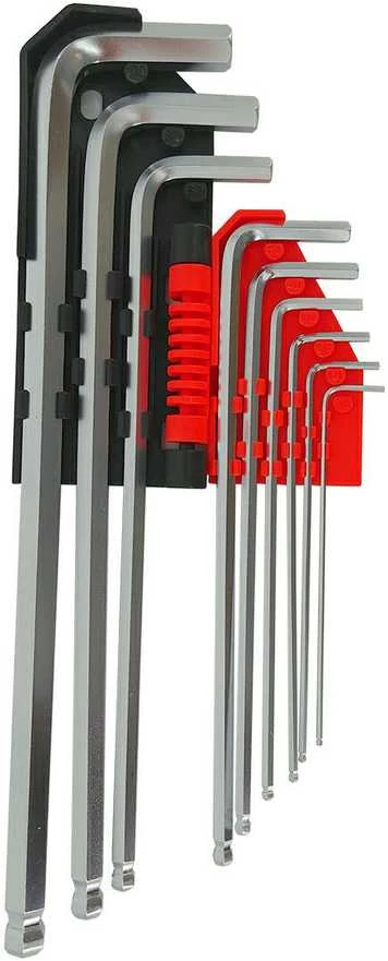 AW-Tools AWTOOLS ŠEŠIAKAMPIAI RAKTAI HEX /1,5-10,0mm/ 9vnt. SU RUTULINE GALVUTE ILGI Juodas LINE