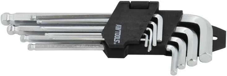 AW-Tools AWTOOLS ŠEŠIAKAMPIAI RAKTAI (HEX) /1,5-10,0mm/ 9vnt. SU RUTULINE GALVUTE