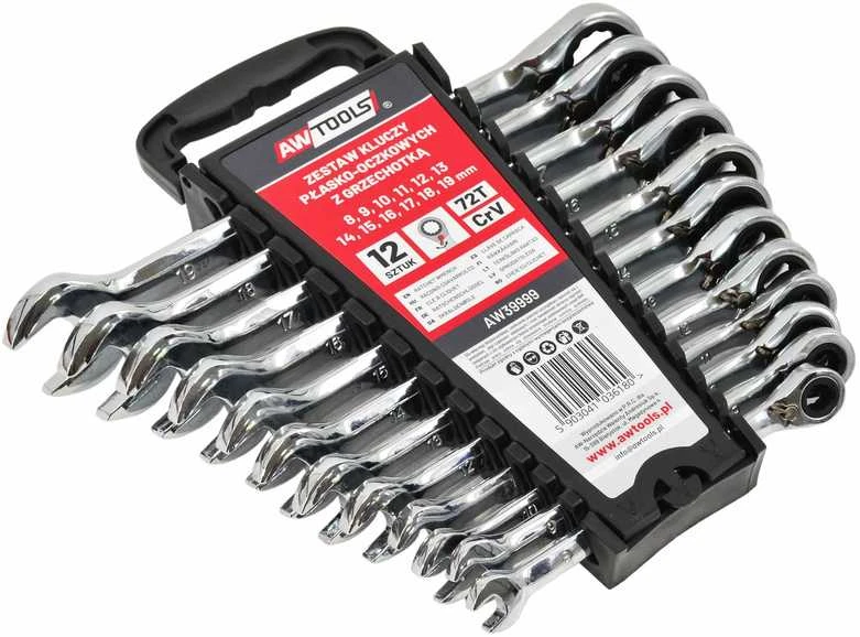 AW-Tools Kombinuotas raktas su terkšle AWTools AW39999; 8-19 mm; 12 vnt.