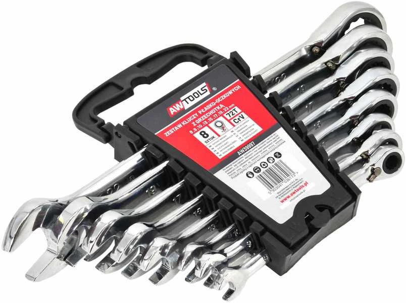 AW-Tools Kombinuotas raktas su terkšle AWTools AW39997; 8-22 mm; 8 vnt.