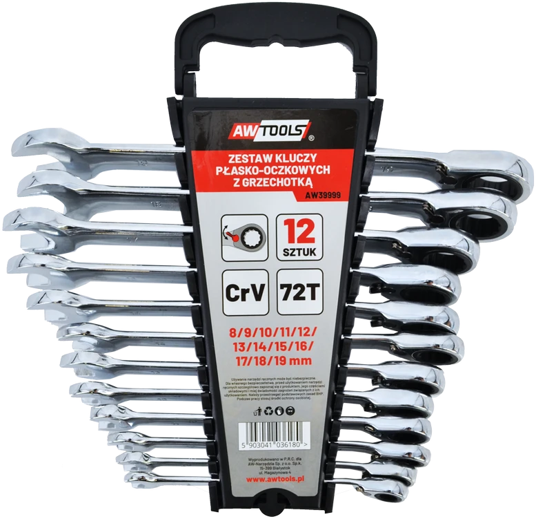 AW-Tools Kombinuotas raktas su terkšle AWTools AW39999; 8-19 mm; 12 vnt.