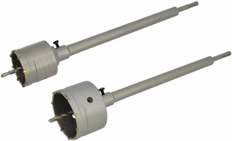 AW-Tools SDS Plus gręžimo karūnų betonui su  350mm centravimo grąžtais rinkinys FI65mm + FI80mm