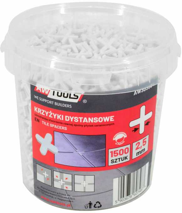 AW-Tools AWTOOLS TARPIKLIAI PLYTELĖMS 2,5mm / 1500vnt. KAUPAS… ..