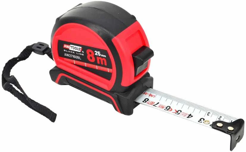 AW-Tools AWTOOLS RULETĖ 8m x 25mm ABS NAILONINĖ DANGA