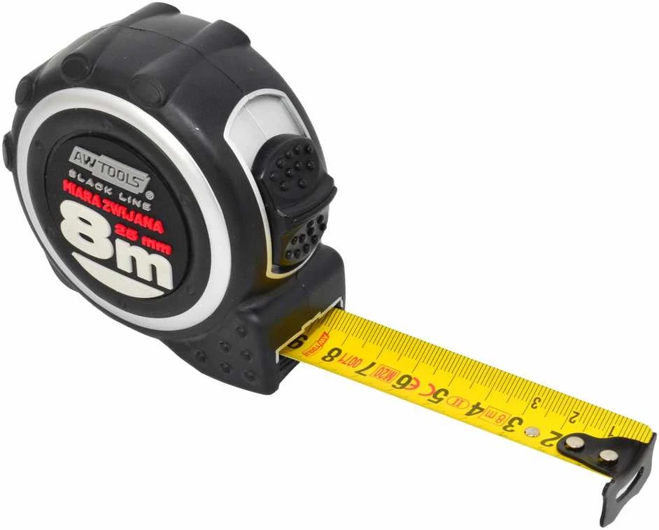 AW-Tools AWTOOLS MATUOKLĖ RITININĖ DVIPUSĖ 8m x 25mm ABS TPR 1-STOP