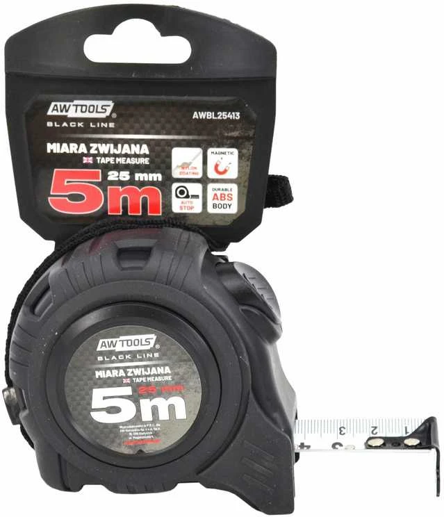 AW-Tools AWTOOLS RULETĖ SU MAGNETU 7,5m x 25mm ABS 1-AUTO STOP