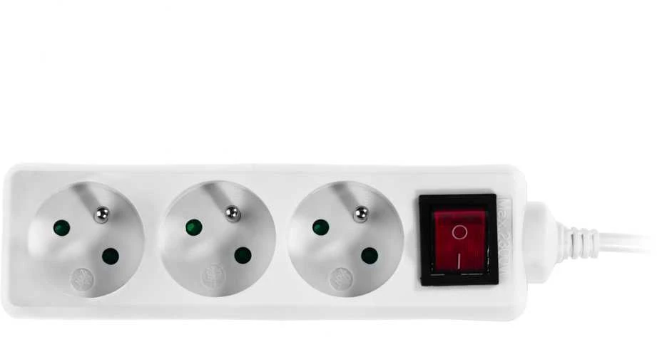 AW-Tools AWTOOLS NAMŲ pratęsimo kabelis, Baltas, 3 LIZDAI, 1,5 m, SU ĮŽEMINIMU, JUNGIKLIU