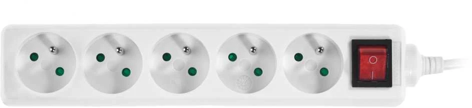 AW-Tools AWTOOLS NAMŲ pratęsimo kabelis, Baltas, 5 LIZDAI, 3,0 m, SU ĮŽEMINIMU, JUNGIKLIU