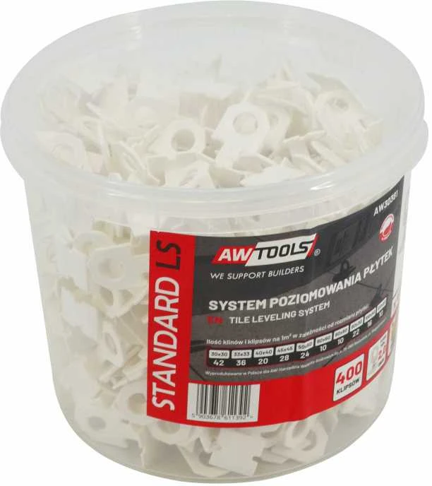 AW-Tools Plytelių lygio indikatorius AWTools AW30381; 2 mm; 7-15 mm; 400 vnt.