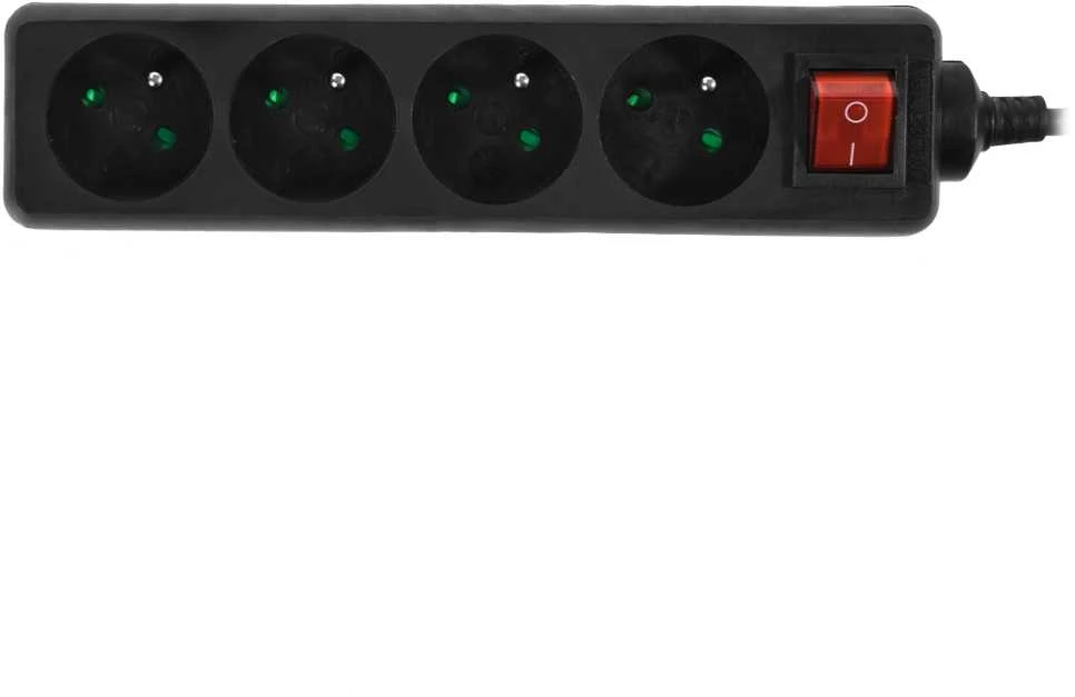 AW-Tools AWTOOLS JUODA HOME ilgintuvas 4 lizdai 3,0 m su įžeminimu, jungikliu