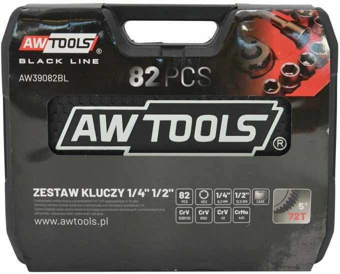 AW-Tools Raktų komplektas AWTools AW39082BL; 1/2''; 1/4''; 82 vnt.