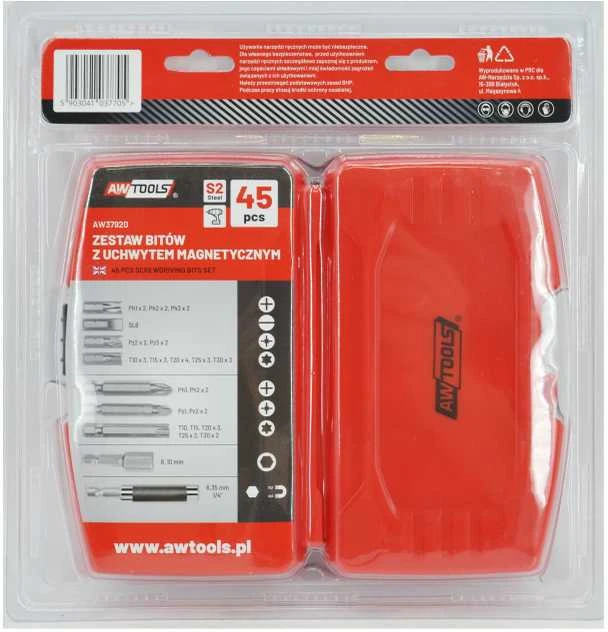 AW-Tools AWTOOLS Rinkinys BITÓW sukimo antgalių WKRĘTAKOWYCH S2 45cz.