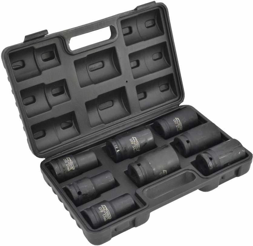 AW-Tools AWTOOLS SMŪGINIŲ GALVUČIŲ RINKINYS 3/4″ 8 vnt./17-38 mm/ ILGOS Juodas LINE