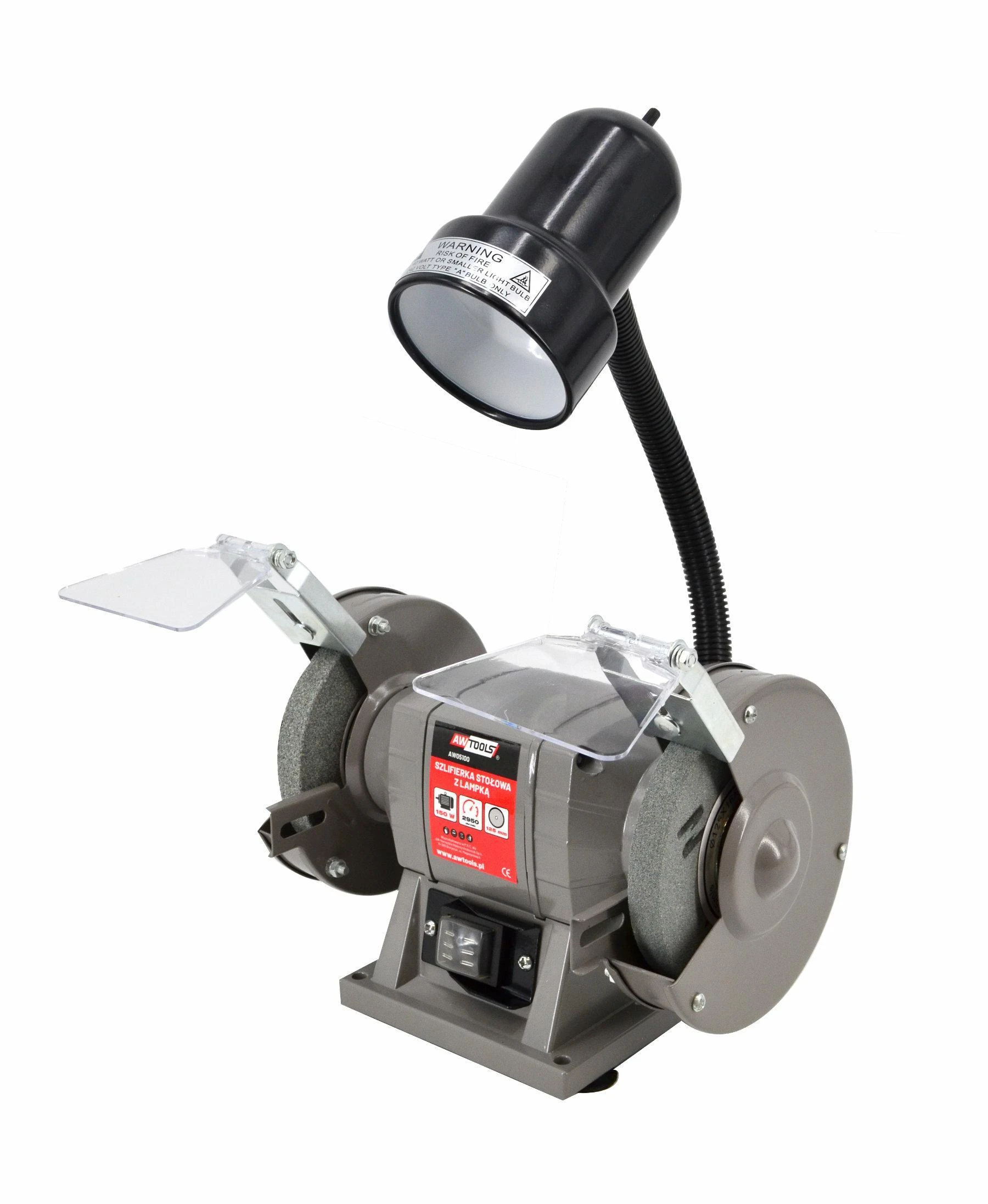 AW-Tools AWTOOLS šlifuoklis STOŁOWA 125mm / 150W Z LAMPKĄ
