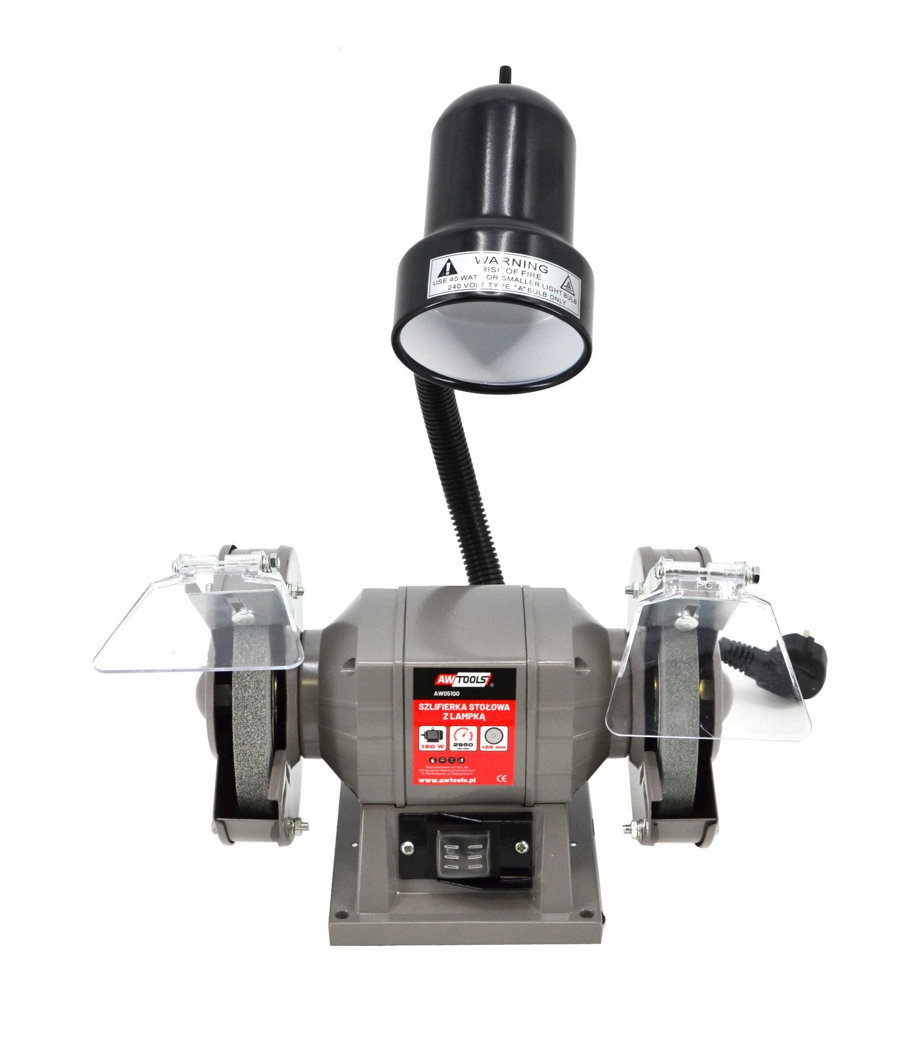AW-Tools AWTOOLS šlifuoklis STOŁOWA 125mm / 150W Z LAMPKĄ