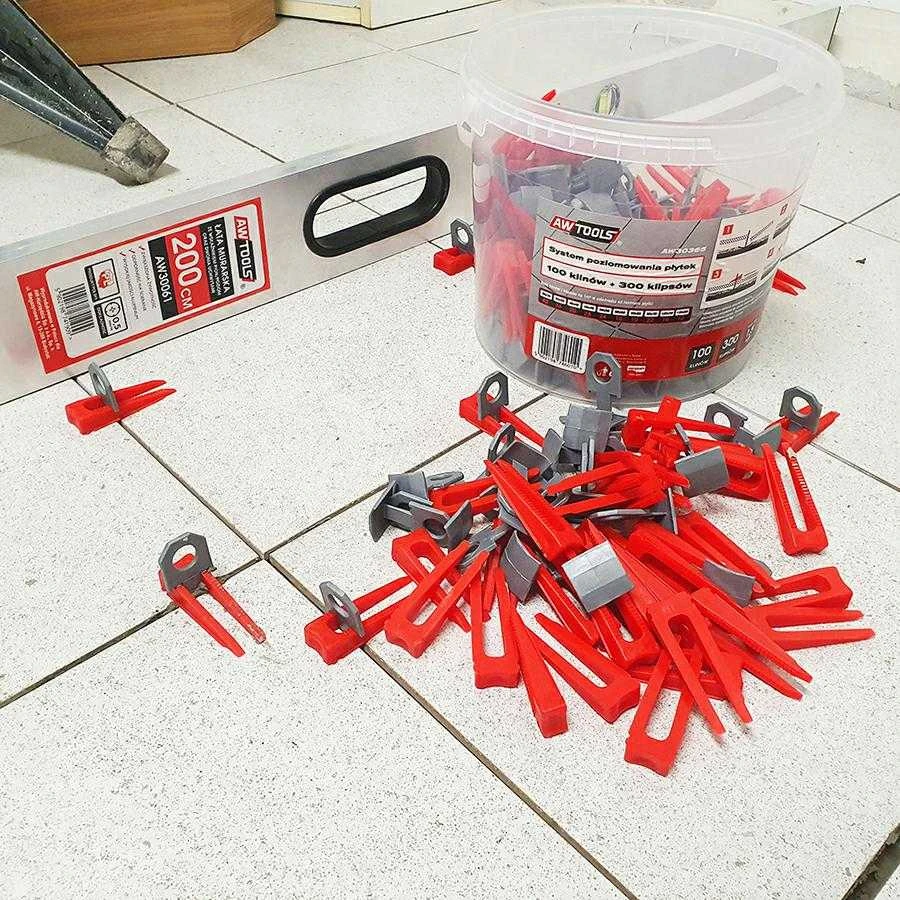 AW-Tools AWTOOLS SYSTEM POZIOMOWANIA PŁYTEK STANDARD 1,5mm - 7-15mm - KLIPS 100szt.