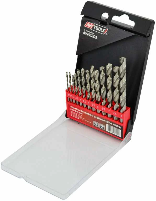 Grąžtas AW-Tools AWTOOLS WIERTŁA DO METALU HSS-G KOMPLET 13elem. /2.5 - 8mm/