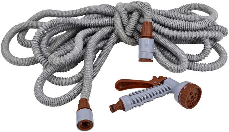 AW-Tools AwTools 4 kartus pailgėjanti laistymo žarna 10-40m su 7 funkcijų purškimo pistoletu