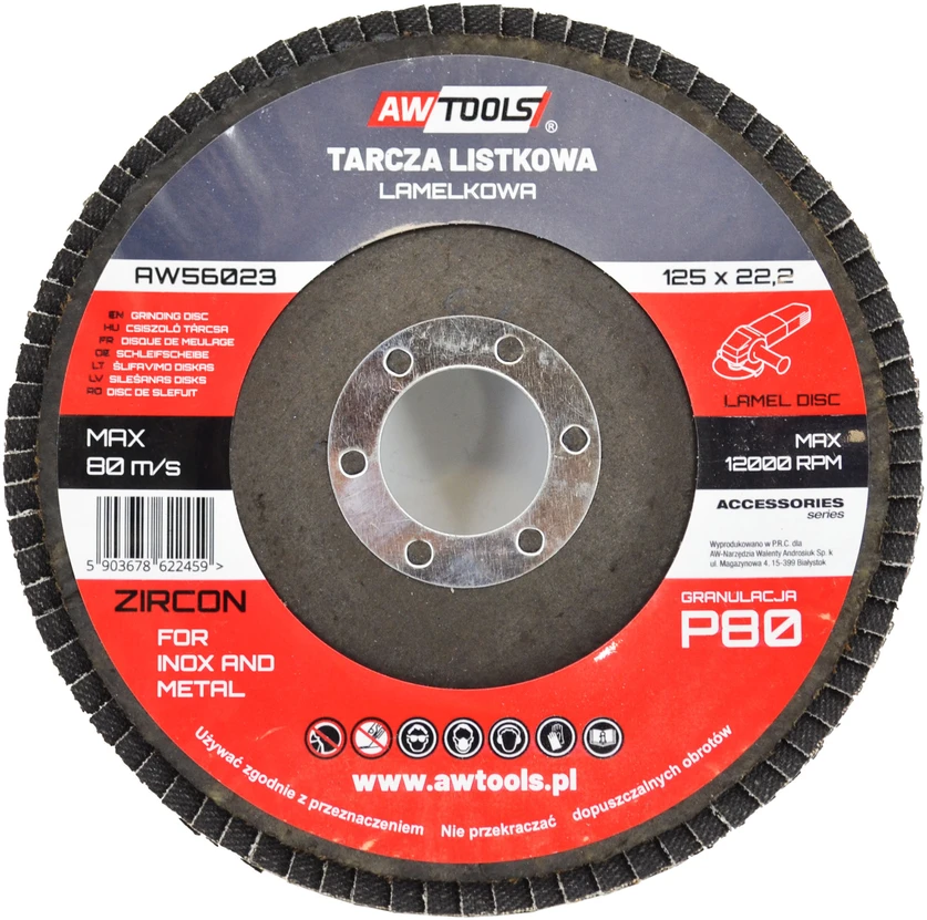 AW-Tools AWTOOLS DISKINIS ŠLIFAVIMO DISKAS 125mm P40 INOX METALUI CIKONIO