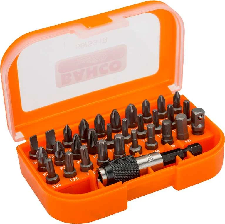 Antgalių rinkinys 1/4"x25mm 31vnt (PH,PH2G,PZ,TORX,HEX,SL) su aut.magn.laikikliu, Bahco