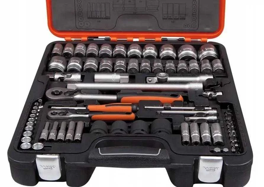Bahco Galvučių, terkšlės ir priedų rinkinys 1/2" + 1/4" 77vnt